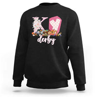 Retro Floral KY Horse Racing Graphic Sweatshirt Pink Gingham Southern Belle Derby Day Aesthetic