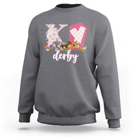 Retro Floral KY Horse Racing Graphic Sweatshirt Pink Gingham Southern Belle Derby Day Aesthetic