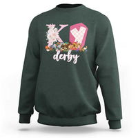 Retro Floral KY Horse Racing Graphic Sweatshirt Pink Gingham Southern Belle Derby Day Aesthetic