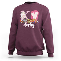 Retro Floral KY Horse Racing Graphic Sweatshirt Pink Gingham Southern Belle Derby Day Aesthetic