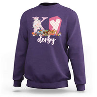 Retro Floral KY Horse Racing Graphic Sweatshirt Pink Gingham Southern Belle Derby Day Aesthetic