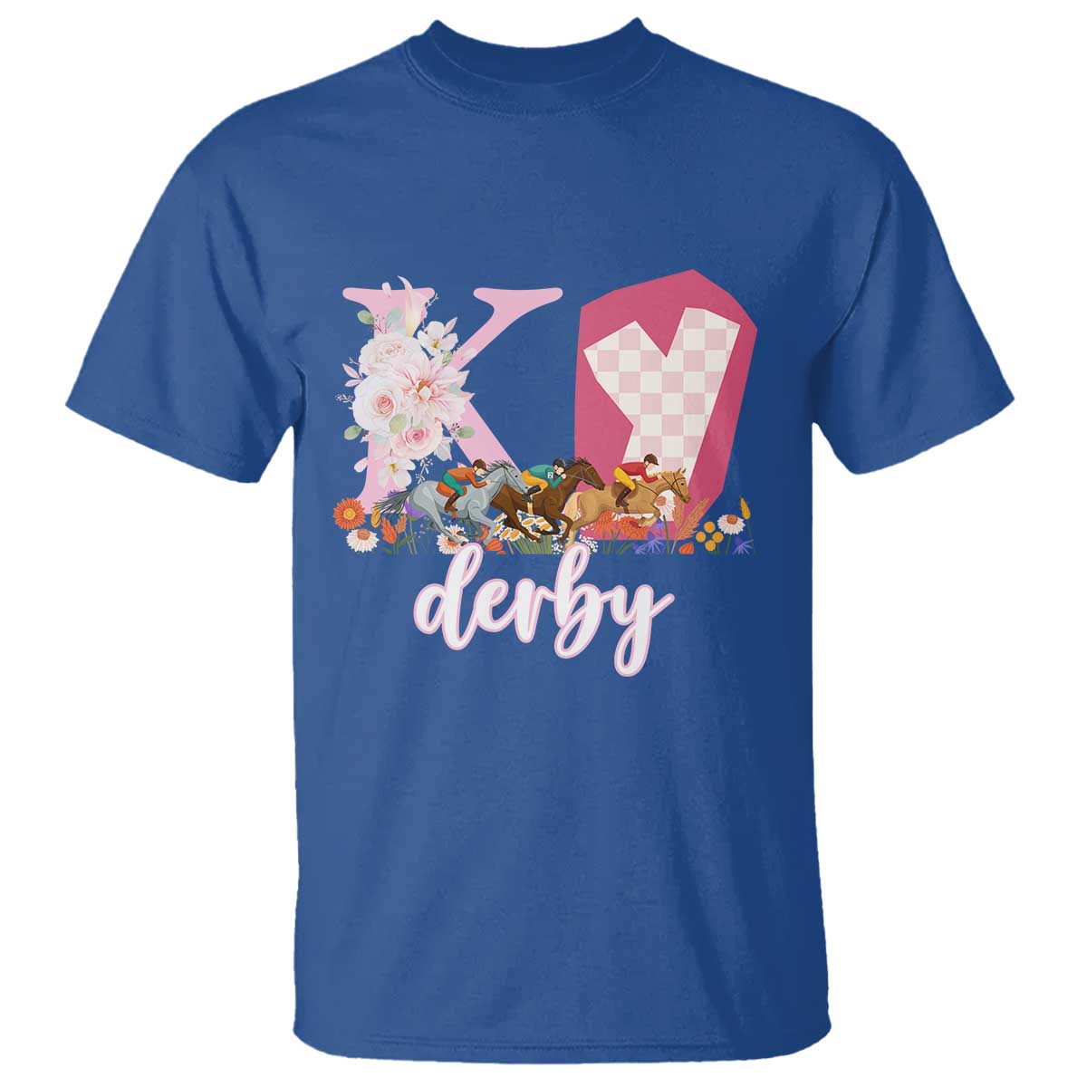 Retro Floral KY Horse Racing Graphic T Shirt Pink Gingham Southern Belle Derby Day Aesthetic