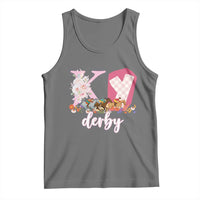 Retro Floral KY Horse Racing Graphic Tank Top Pink Gingham Southern Belle Derby Day Aesthetic