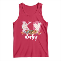 Retro Floral KY Horse Racing Graphic Tank Top Pink Gingham Southern Belle Derby Day Aesthetic