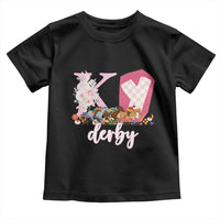 Retro Floral KY Horse Racing Graphic Toddler T Shirt Pink Gingham Southern Belle Derby Day Aesthetic