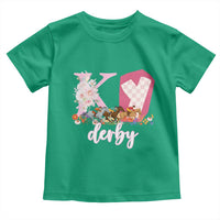 Retro Floral KY Horse Racing Graphic Toddler T Shirt Pink Gingham Southern Belle Derby Day Aesthetic