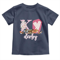 Retro Floral KY Horse Racing Graphic Toddler T Shirt Pink Gingham Southern Belle Derby Day Aesthetic