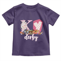 Retro Floral KY Horse Racing Graphic Toddler T Shirt Pink Gingham Southern Belle Derby Day Aesthetic