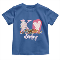 Retro Floral KY Horse Racing Graphic Toddler T Shirt Pink Gingham Southern Belle Derby Day Aesthetic