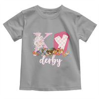 Retro Floral KY Horse Racing Graphic Toddler T Shirt Pink Gingham Southern Belle Derby Day Aesthetic