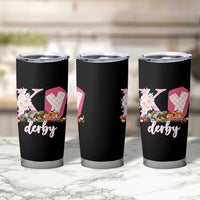 Retro Floral KY Horse Racing Graphic Tumbler Cup Pink Gingham Southern Belle Derby Day Aesthetic