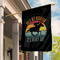 Hold My Bourbon It’s Derby Day Vintage Sunset Garden Flag Funny Horse Racing Enthusiast Retro Graphic