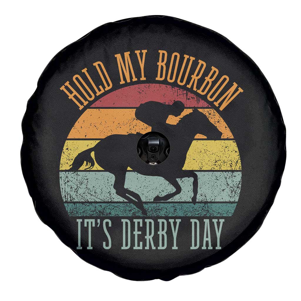 Hold My Bourbon It’s Derby Day Vintage Sunset Spare Tire Cover Funny Horse Racing Enthusiast Retro Graphic