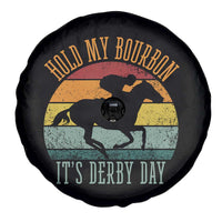 Hold My Bourbon It’s Derby Day Vintage Sunset Spare Tire Cover Funny Horse Racing Enthusiast Retro Graphic
