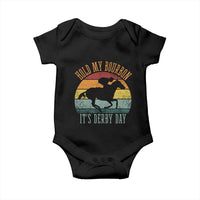 Hold My Bourbon It’s Derby Day Vintage Sunset Baby Onesie Funny Horse Racing Enthusiast Retro Graphic