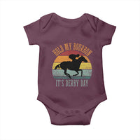 Hold My Bourbon It’s Derby Day Vintage Sunset Baby Onesie Funny Horse Racing Enthusiast Retro Graphic