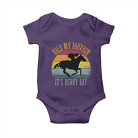 Hold My Bourbon It’s Derby Day Vintage Sunset Baby Onesie Funny Horse Racing Enthusiast Retro Graphic