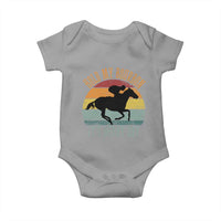 Hold My Bourbon It’s Derby Day Vintage Sunset Baby Onesie Funny Horse Racing Enthusiast Retro Graphic