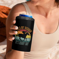 Hold My Bourbon It’s Derby Day Vintage Sunset 4 in 1 Can Cooler Tumbler Funny Horse Racing Enthusiast Retro Graphic