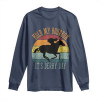 Hold My Bourbon It’s Derby Day Vintage Sunset Long Sleeve Shirt Funny Horse Racing Enthusiast Retro Graphic
