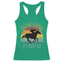 Hold My Bourbon It’s Derby Day Vintage Sunset Racerback Tank Top Funny Horse Racing Enthusiast Retro Graphic