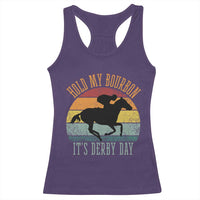 Hold My Bourbon It’s Derby Day Vintage Sunset Racerback Tank Top Funny Horse Racing Enthusiast Retro Graphic