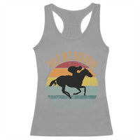 Hold My Bourbon It’s Derby Day Vintage Sunset Racerback Tank Top Funny Horse Racing Enthusiast Retro Graphic