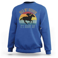 Hold My Bourbon It’s Derby Day Vintage Sunset Sweatshirt Funny Horse Racing Enthusiast Retro Graphic
