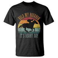 Hold My Bourbon It’s Derby Day Vintage Sunset T Shirt Funny Horse Racing Enthusiast Retro Graphic