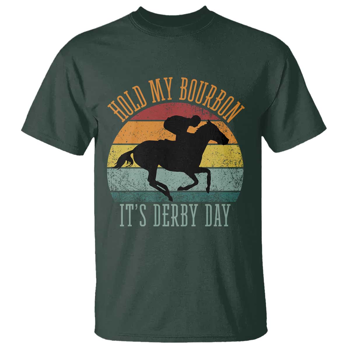 Hold My Bourbon It’s Derby Day Vintage Sunset T Shirt Funny Horse Racing Enthusiast Retro Graphic