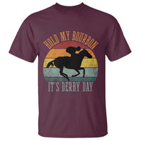 Hold My Bourbon It’s Derby Day Vintage Sunset T Shirt Funny Horse Racing Enthusiast Retro Graphic