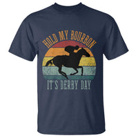 Hold My Bourbon It’s Derby Day Vintage Sunset T Shirt Funny Horse Racing Enthusiast Retro Graphic