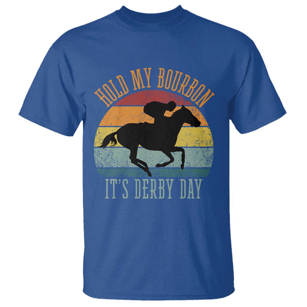 Hold My Bourbon It’s Derby Day Vintage Sunset T Shirt Funny Horse Racing Enthusiast Retro Graphic