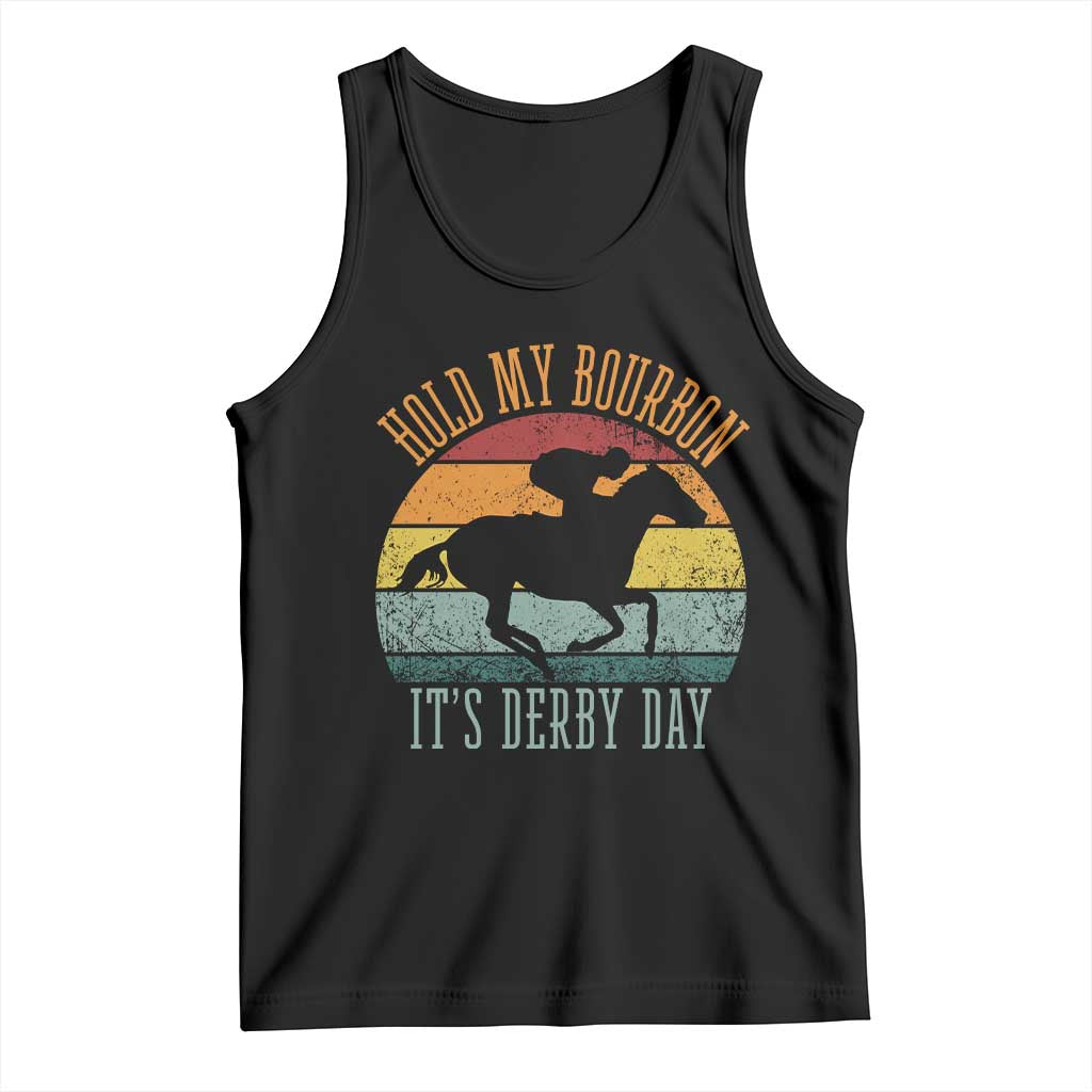 Hold My Bourbon It’s Derby Day Vintage Sunset Tank Top Funny Horse Racing Enthusiast Retro Graphic