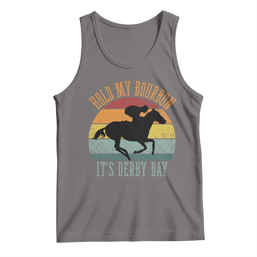 Hold My Bourbon It’s Derby Day Vintage Sunset Tank Top Funny Horse Racing Enthusiast Retro Graphic