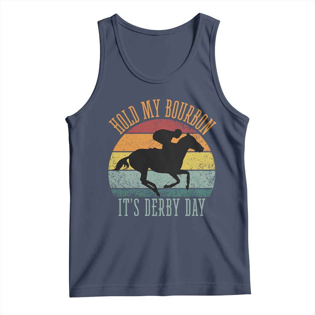 Hold My Bourbon It’s Derby Day Vintage Sunset Tank Top Funny Horse Racing Enthusiast Retro Graphic