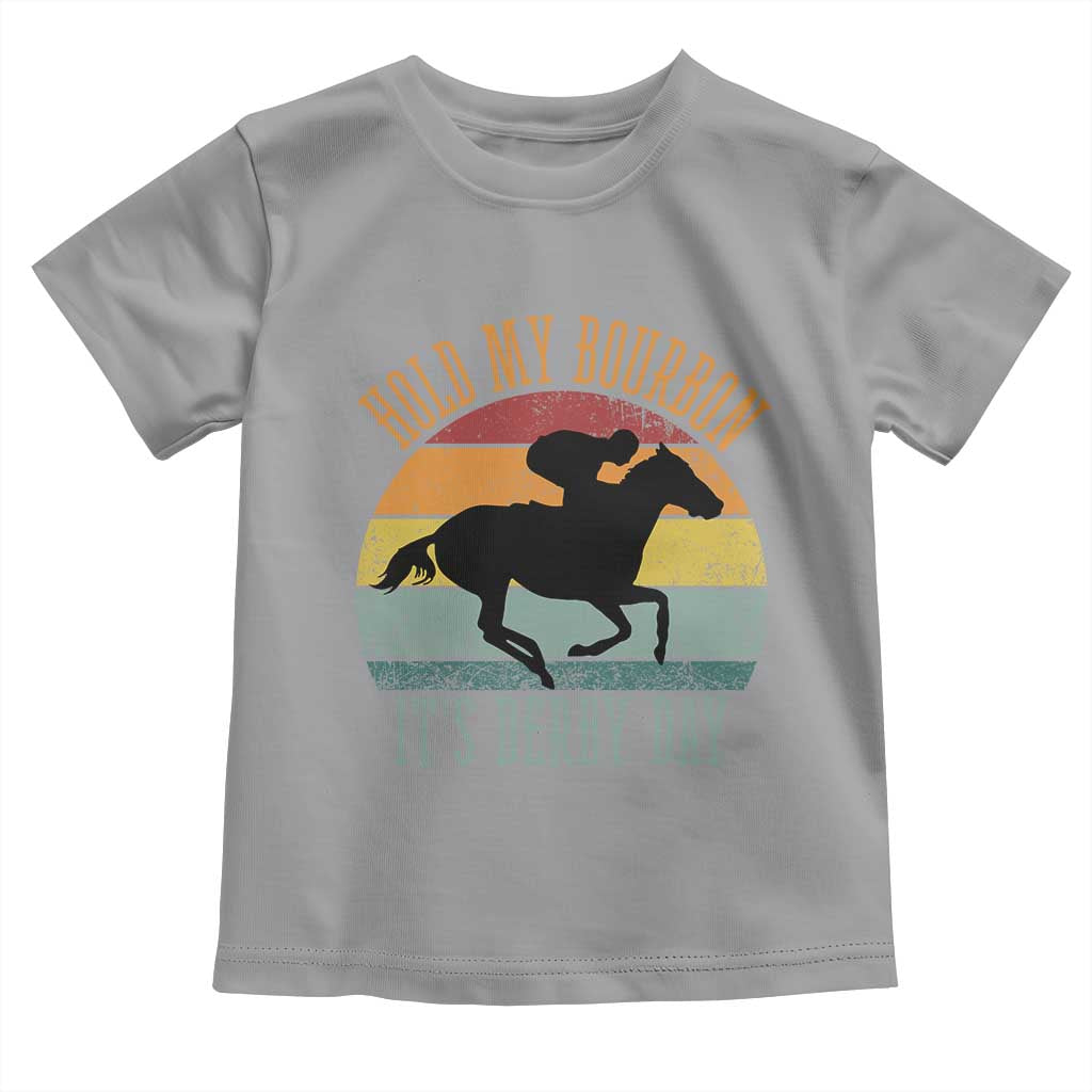 Hold My Bourbon It’s Derby Day Vintage Sunset Toddler T Shirt Funny Horse Racing Enthusiast Retro Graphic