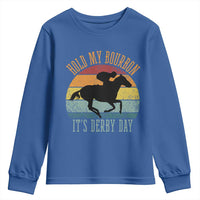 Hold My Bourbon It’s Derby Day Vintage Sunset Youth Sweatshirt Funny Horse Racing Enthusiast Retro Graphic