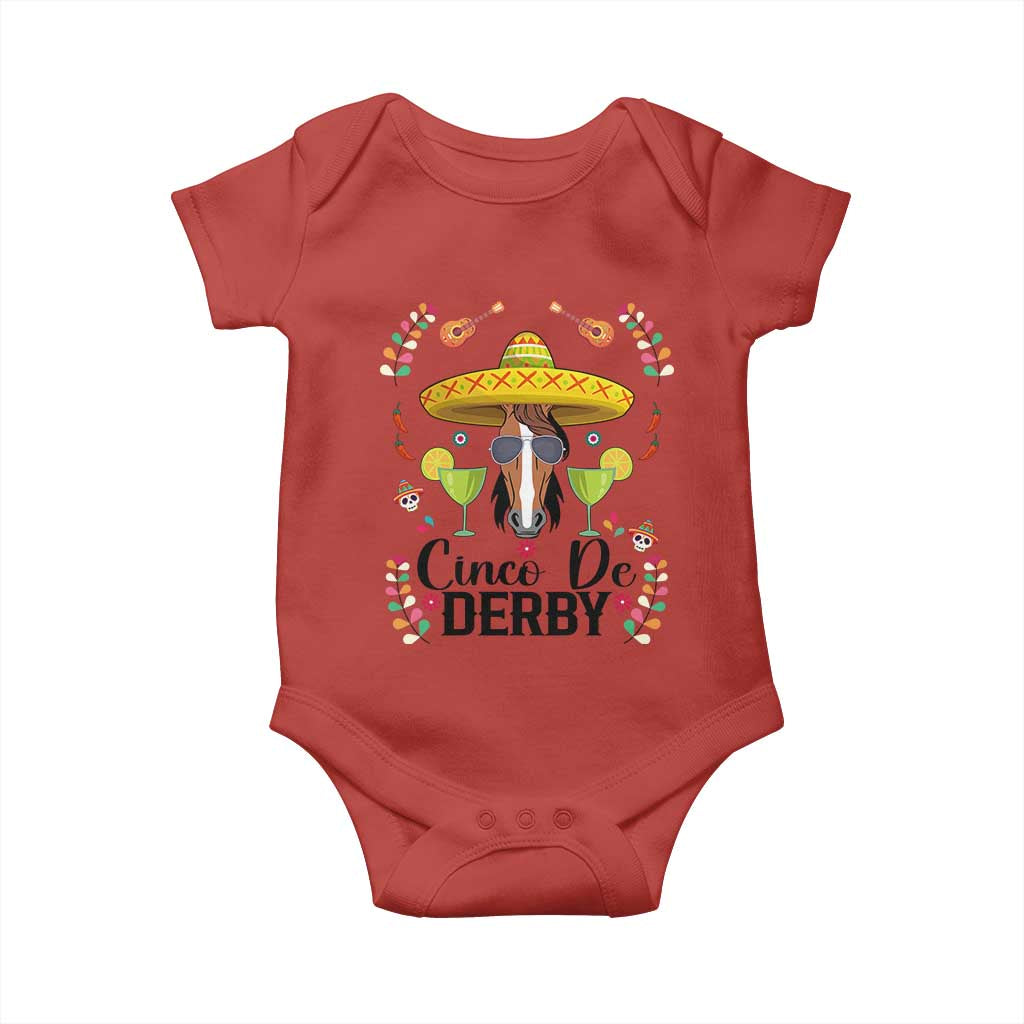 Cinco De Derby Funny Horse Racing Fiesta Baby Onesie Mexican Sombrero and Margarita Horse Lover