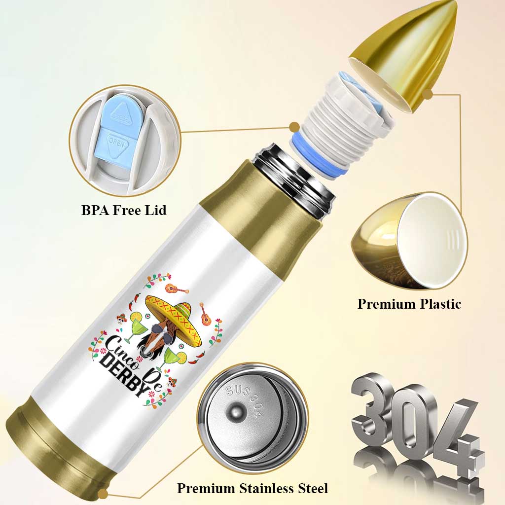 Cinco De Derby Funny Horse Racing Fiesta Bullet Tumbler Mexican Sombrero and Margarita Horse Lover