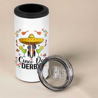 Cinco De Derby Funny Horse Racing Fiesta 4 in 1 Can Cooler Tumbler Mexican Sombrero and Margarita Horse Lover