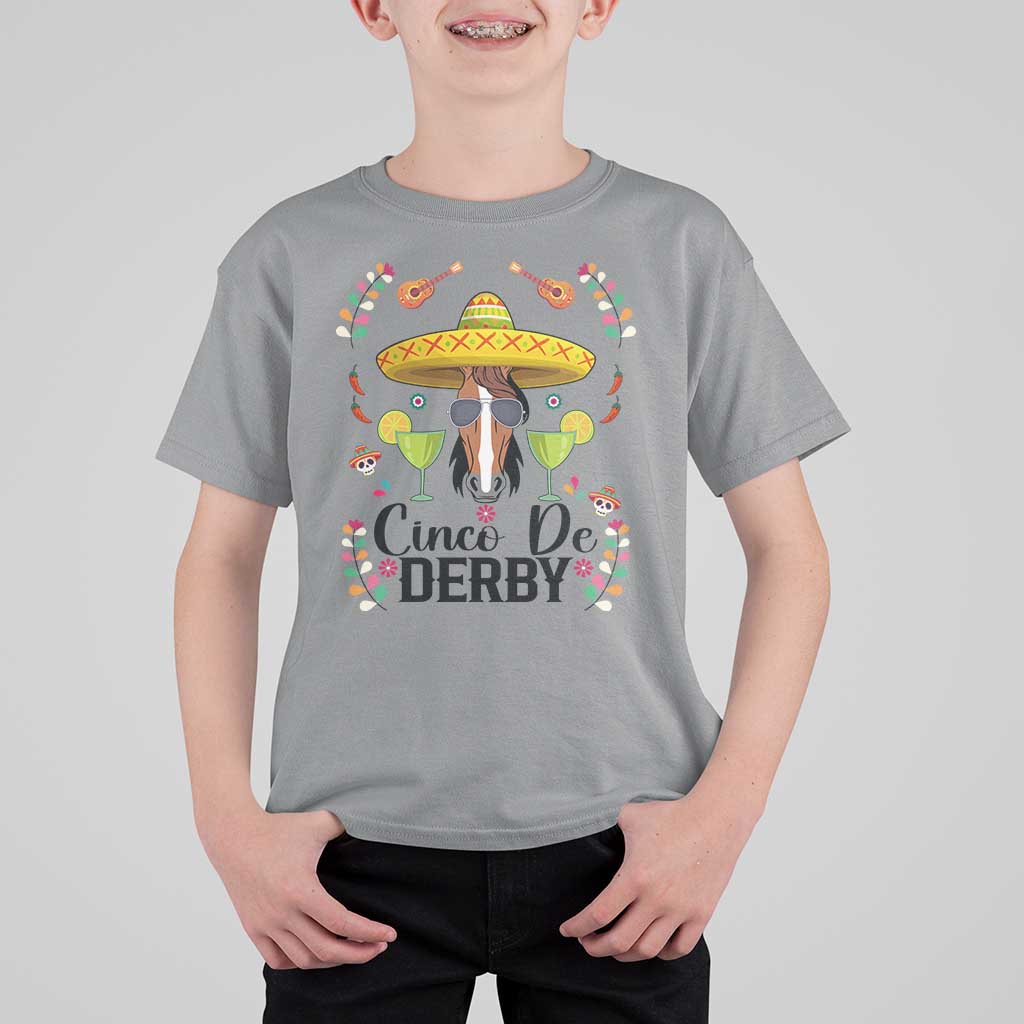 Cinco De Derby Funny Horse Racing Fiesta T Shirt For Kid Mexican Sombrero and Margarita Horse Lover