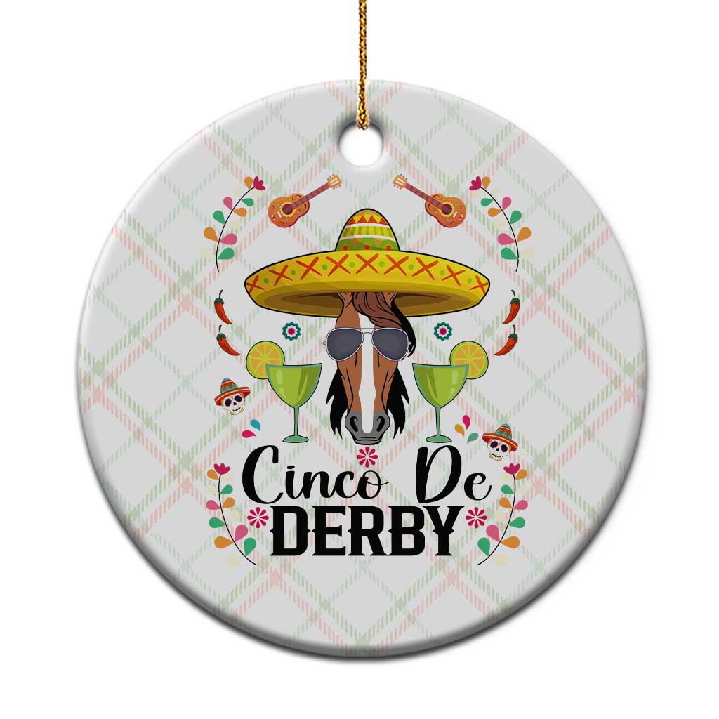 Cinco De Derby Funny Horse Racing Fiesta Ceramic Ornament Mexican Sombrero and Margarita Horse Lover