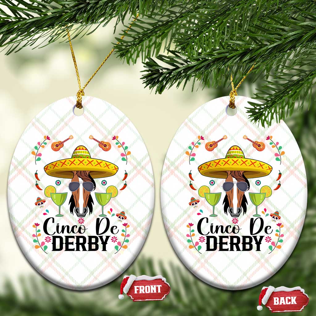 Cinco De Derby Funny Horse Racing Fiesta Ceramic Ornament Mexican Sombrero and Margarita Horse Lover