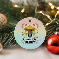 Cinco De Derby Funny Horse Racing Fiesta Ceramic Ornament Mexican Sombrero and Margarita Horse Lover