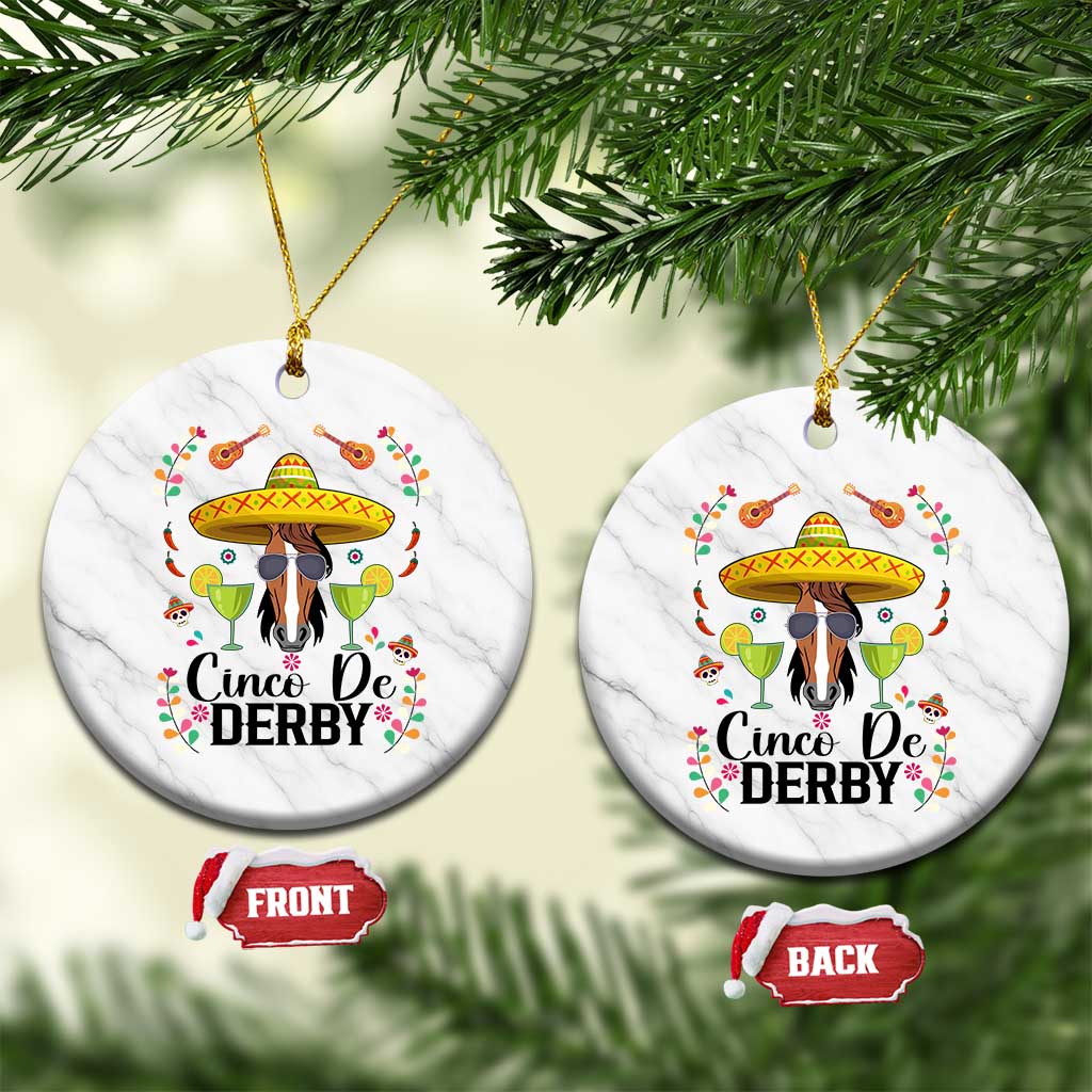 Cinco De Derby Funny Horse Racing Fiesta Ceramic Ornament Mexican Sombrero and Margarita Horse Lover
