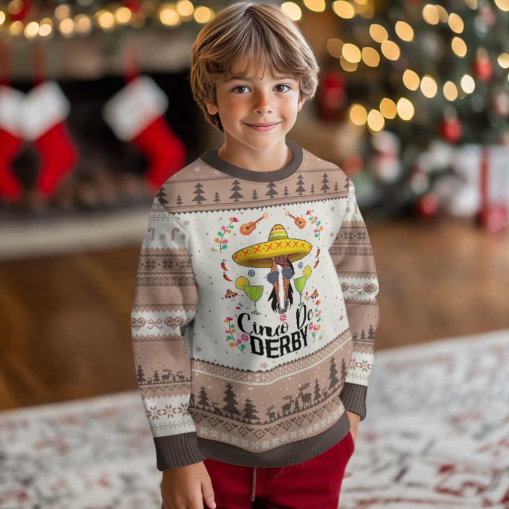 Cinco De Derby Funny Horse Racing Fiesta Ugly Christmas Sweater Mexican Sombrero and Margarita Horse Lover