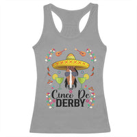 Cinco De Derby Funny Horse Racing Fiesta Racerback Tank Top Mexican Sombrero and Margarita Horse Lover
