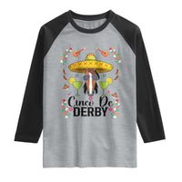 Cinco De Derby Funny Horse Racing Fiesta Raglan Shirt Mexican Sombrero and Margarita Horse Lover