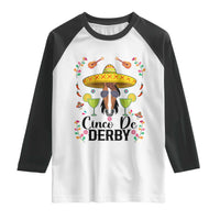 Cinco De Derby Funny Horse Racing Fiesta Raglan Shirt Mexican Sombrero and Margarita Horse Lover